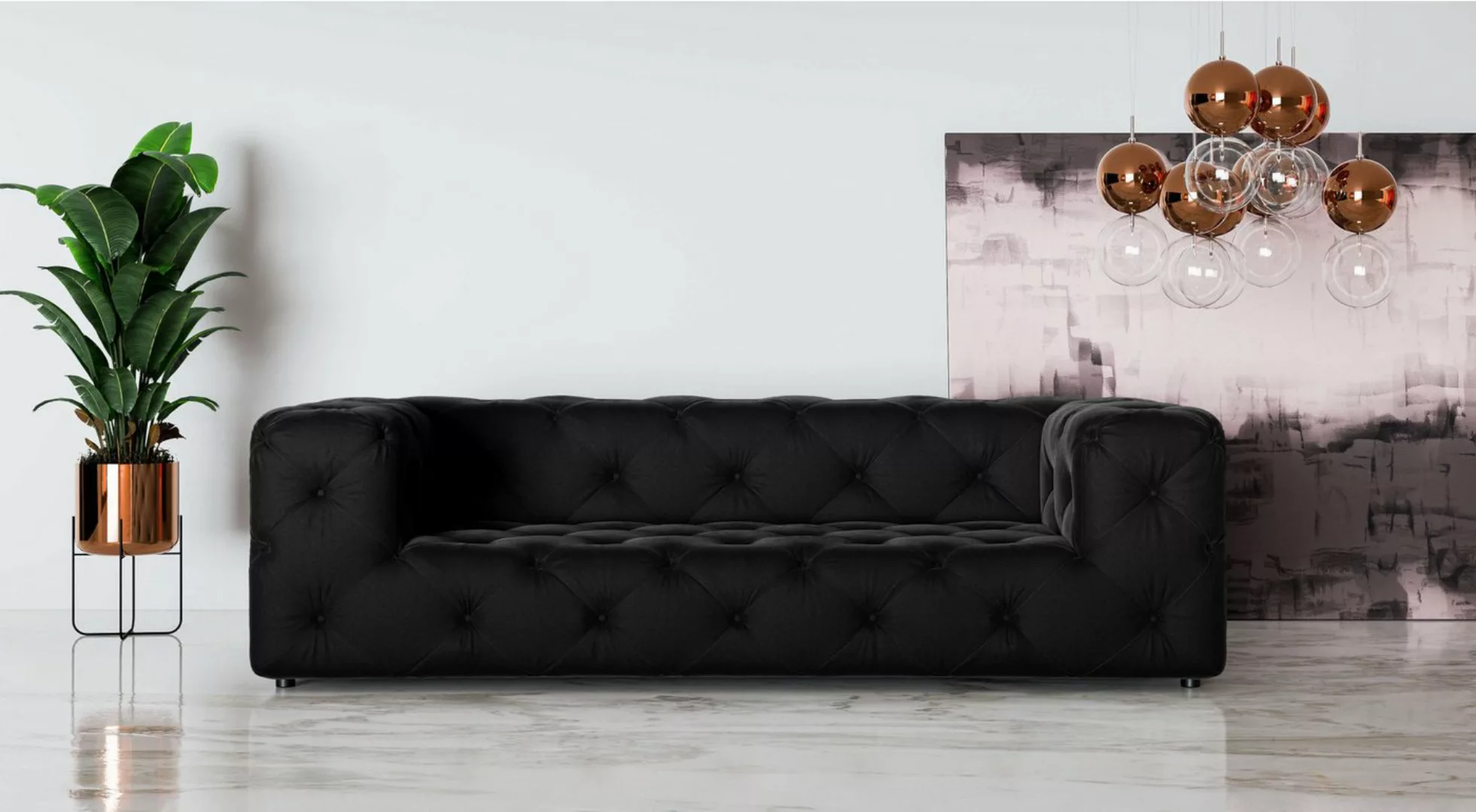 Places of Style 3-Sitzer FOLLINA, 3-Sitzer Sofa mit klassischer Chesterfiel günstig online kaufen