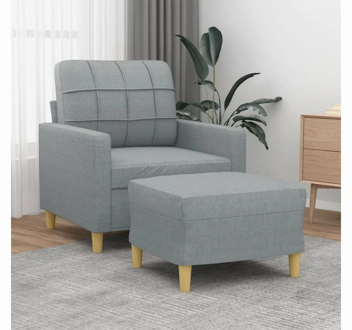 vidaXL Sofa Sofa mit Hocker Stoff verschiedene Farben, Hellgrau günstig online kaufen