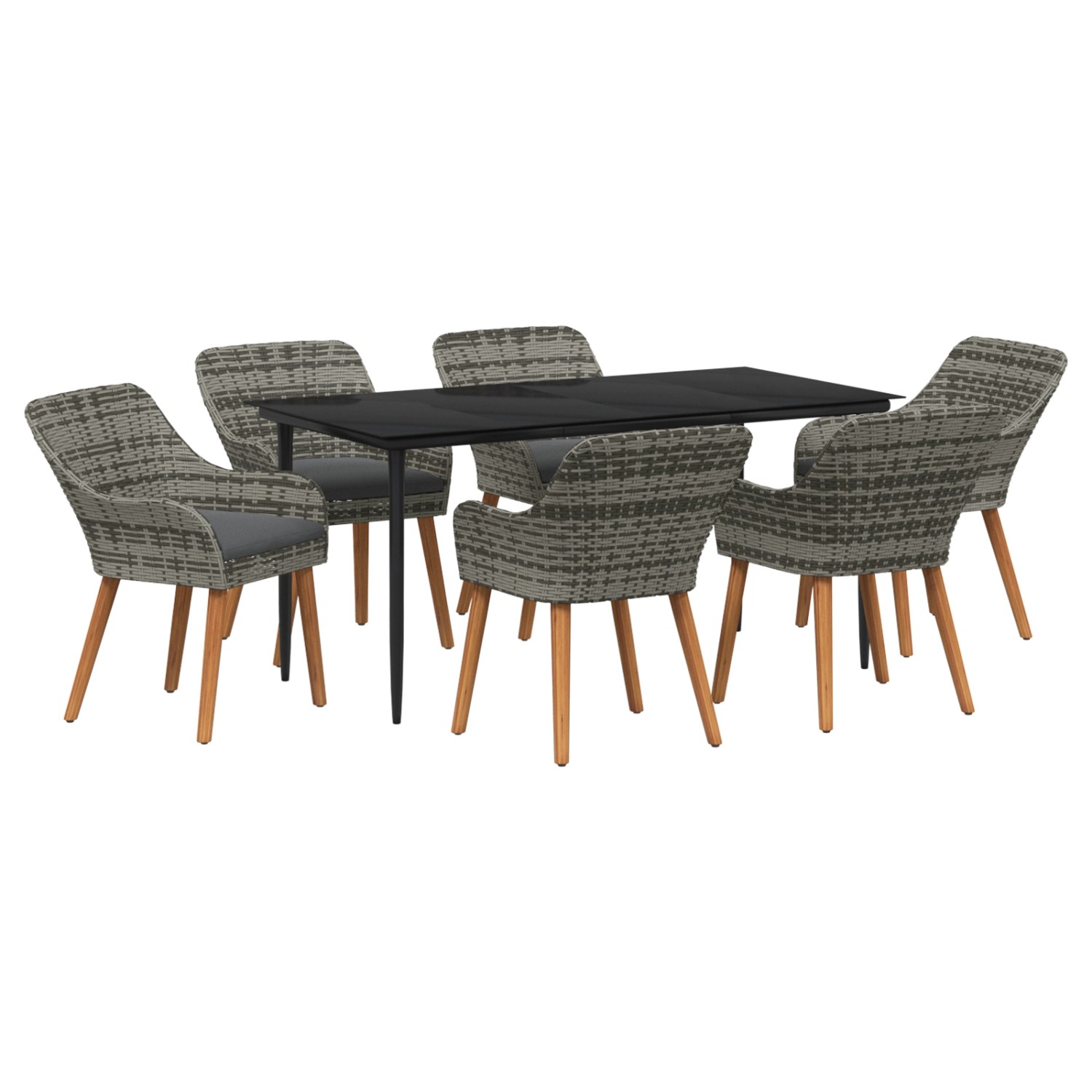 vidaXL 7-Teiliges Garten-Dining-Set Grau Poly Rattan 3261681 günstig online kaufen