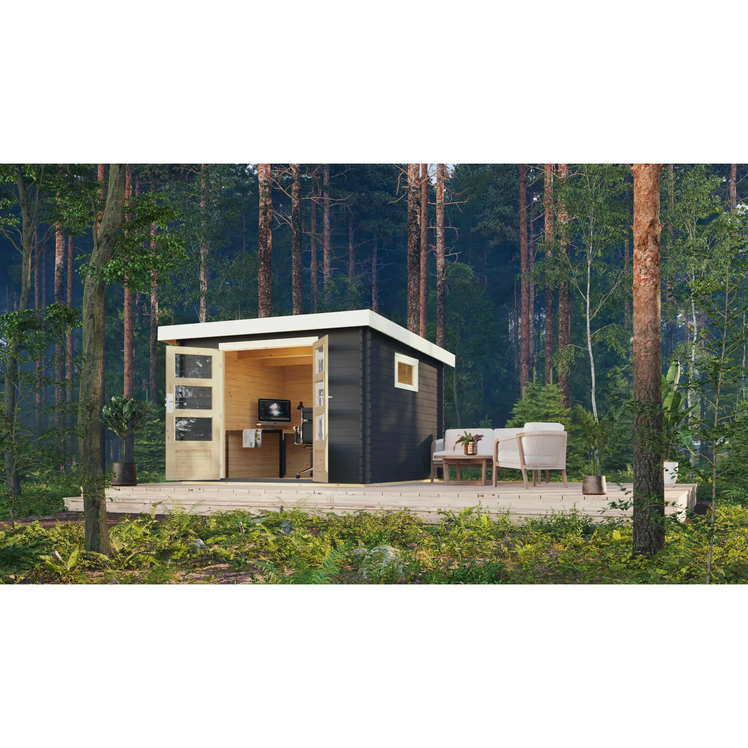 Karibu Gartenhaus/Gerätehaus Jeebel 3 Terragrau 297 cm x 297 cm günstig online kaufen