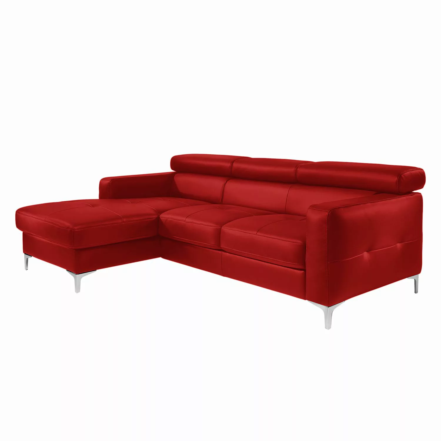 home24 Cotta Ecksofa Eduardo 2-Sitzer Rot Kunstleder 226x74x169 cm (BxHxT) günstig online kaufen