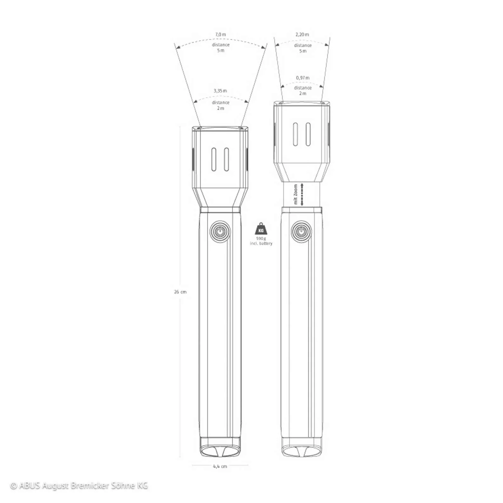 ABUS TL-525 LED-Taschenlampe, IP44, 25 cm günstig online kaufen