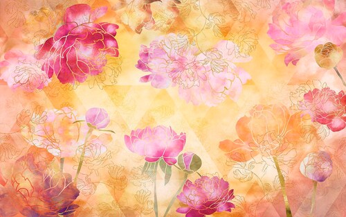 Sanders & Sanders Fototapete Blumen Rosa Gelb und Gold 400 x 250 cm 611930 günstig online kaufen