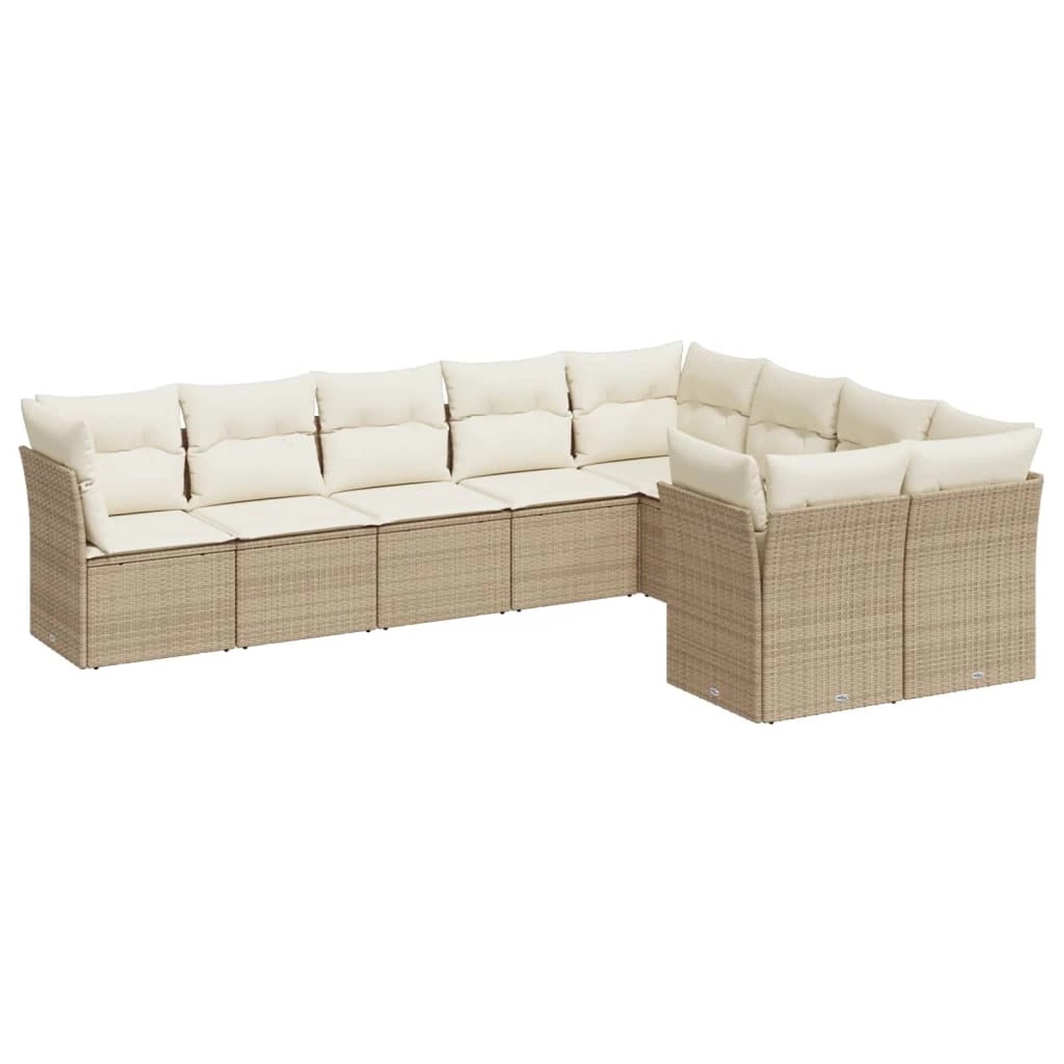 vidaXL 9-tlg Garten-Sofagarnitur mit Kissen Beige Poly Rattan Modell 100 günstig online kaufen