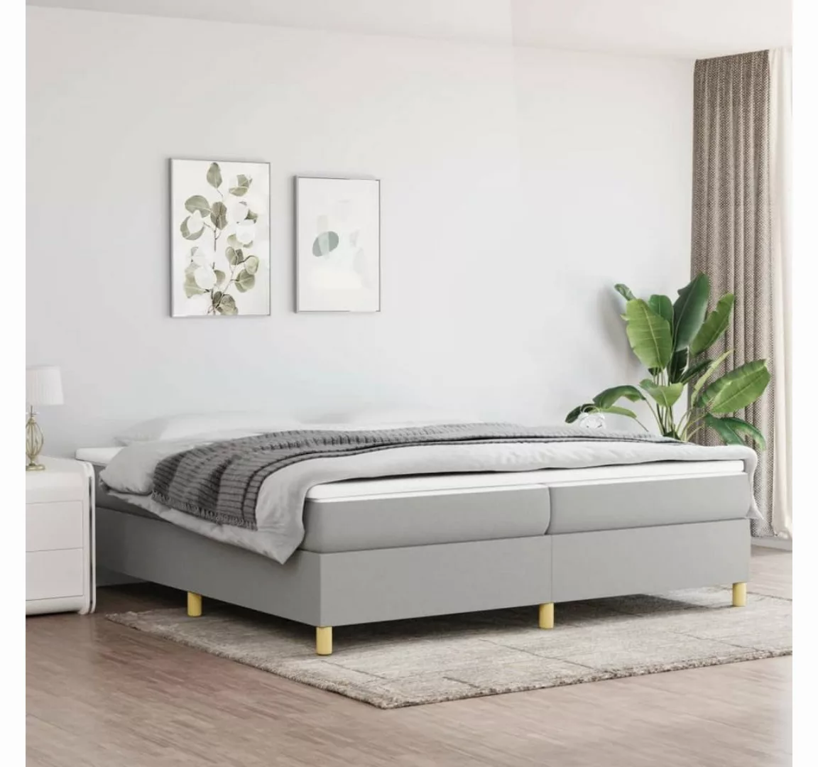 furnicato Bett Boxspringbett mit Matratze Hellgrau 200x200 cm Stoff günstig online kaufen