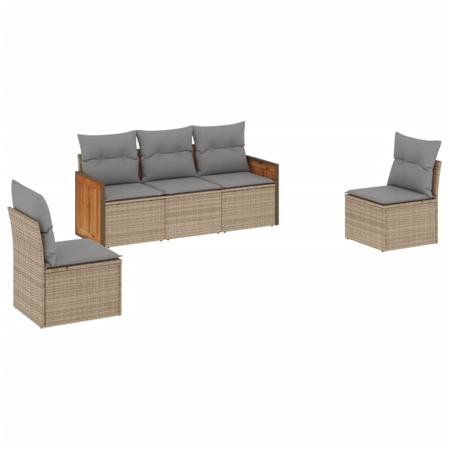 vidaXL 5-Tlg Garten-Sofagarnitur mit Kissen Beige Poly Rattan 3227529 günstig online kaufen