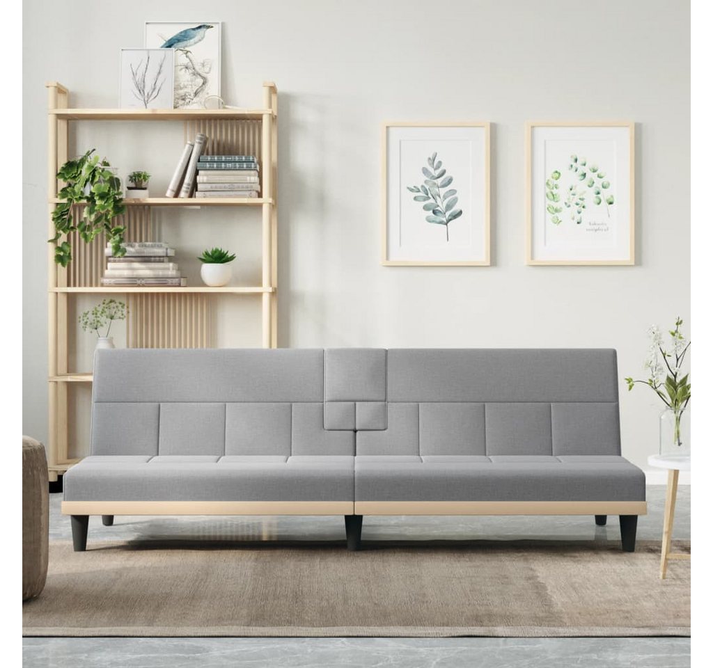 vidaXL Sofa Schlafsofa mit Getränkehaltern Hellgrau Stoff Schlafcouch Sofa günstig online kaufen