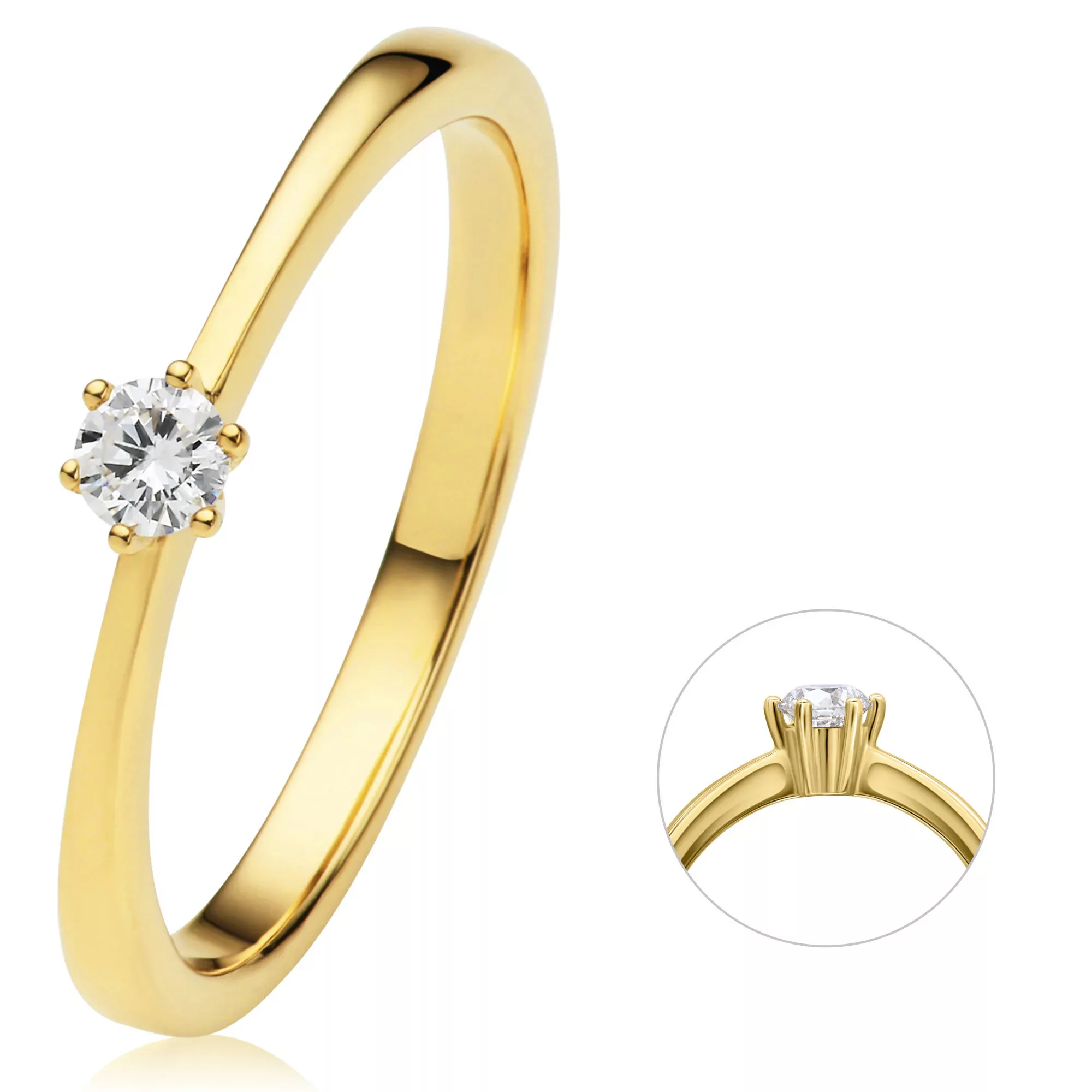 ONE ELEMENT Diamantring "0.1 ct Diamant Brillant Ring aus 585 Gelbgold", Da günstig online kaufen