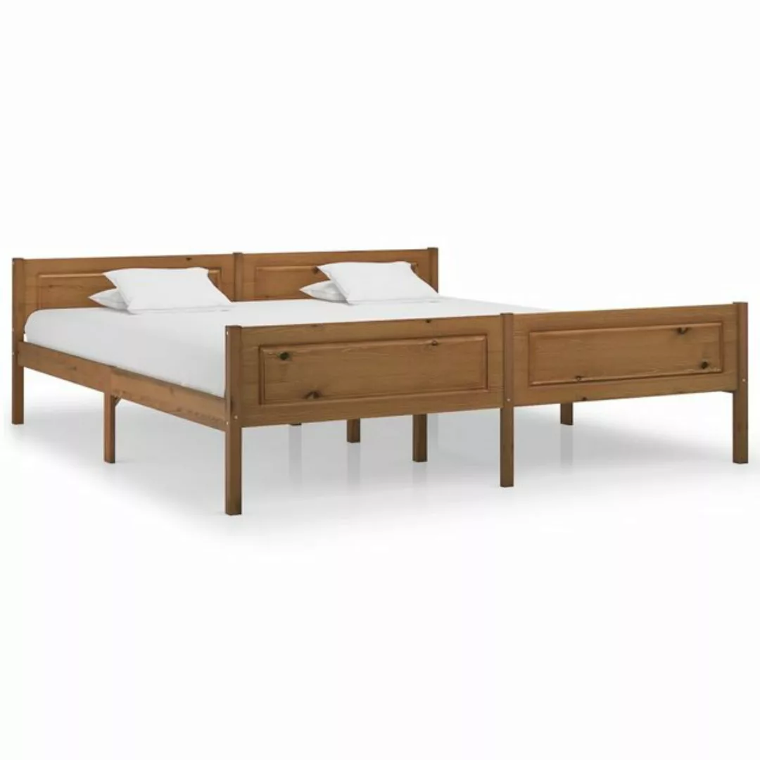 vidaXL Bettgestell Massivholzbett Kiefer Honigbraun 180x200 cm Doppelbett B günstig online kaufen