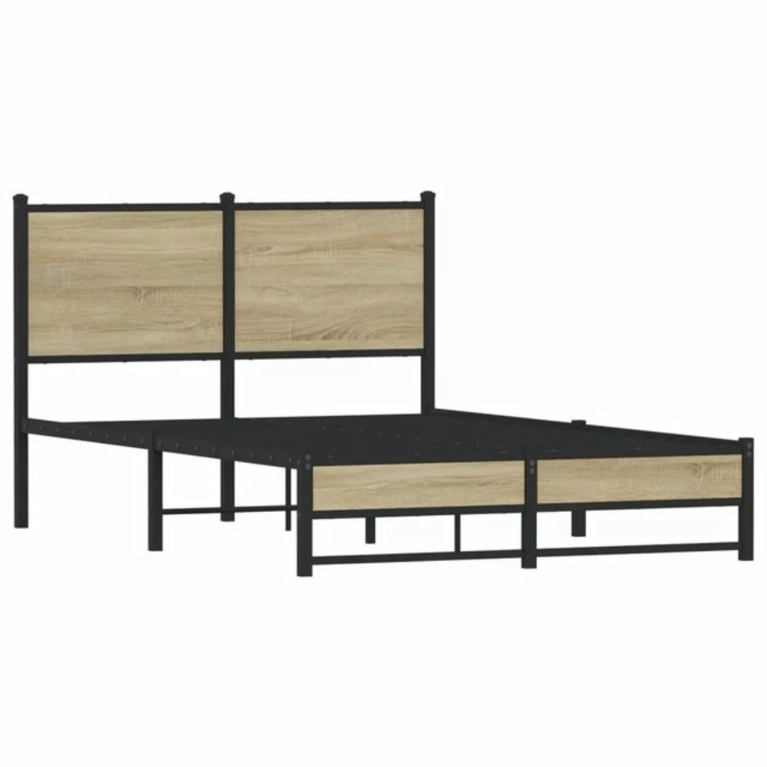 vidaXL Bett Metallbett ohne Matratze Sonoma-Eiche 120x200 cm günstig online kaufen