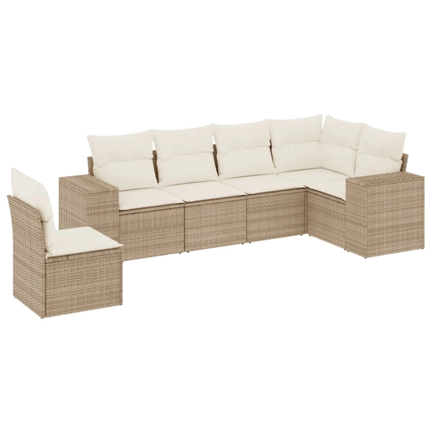 vidaXL 6-Tlg Garten-Sofagarnitur mit Kissen Beige Poly Rattan 3222627 günstig online kaufen