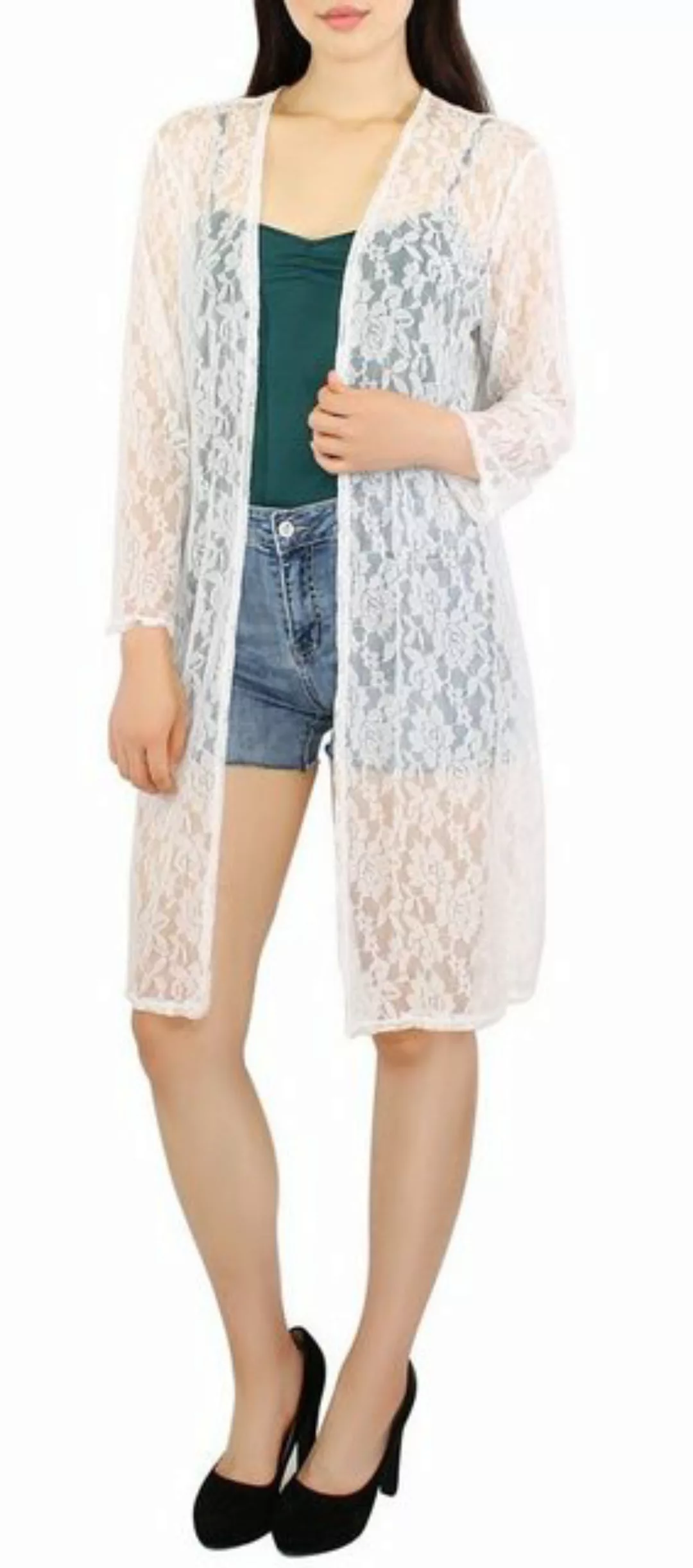 dy_mode Cardigan Damen Long Cardigan in Spitzenmuster Langarm Sommerjacke D günstig online kaufen