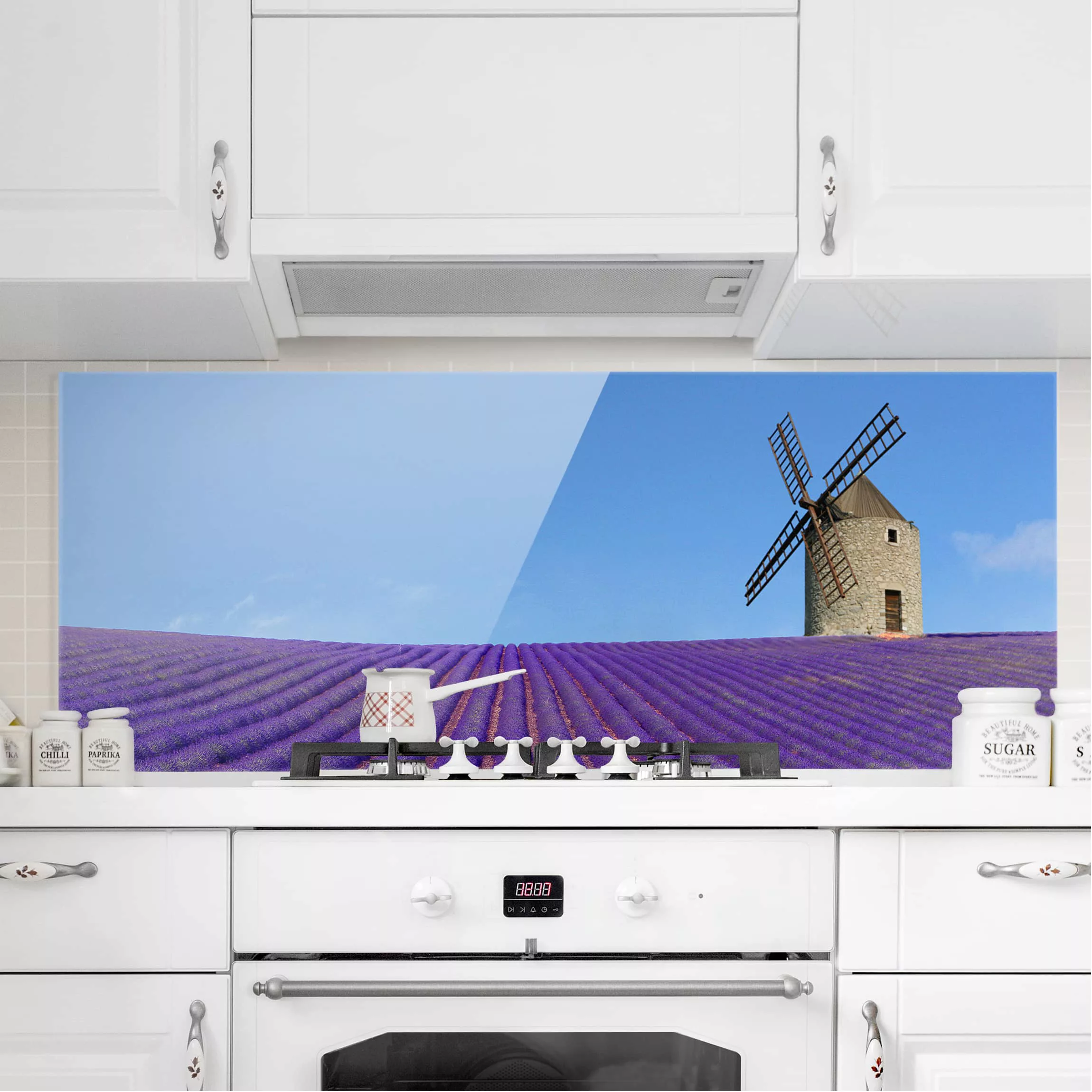 Glas Spritzschutz Natur & Landschaft - Panorama Lavendelduft in der Provenc günstig online kaufen