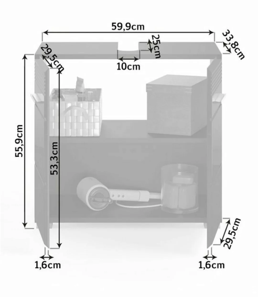 Waschbeckenunterschrank Linus (Waschtisch Unterschrank in schwarz, 60 x 56 günstig online kaufen