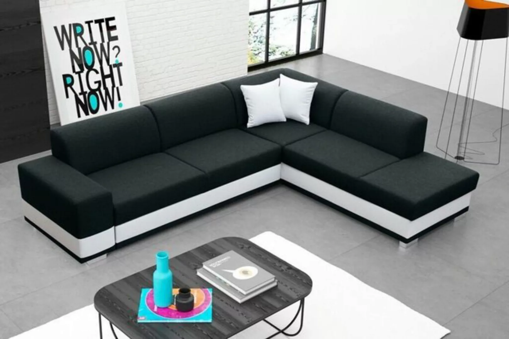 JVmoebel Ecksofa, Polstersofa Loungesofa Couch Wohnzimmer mit Kissen Sofa L günstig online kaufen