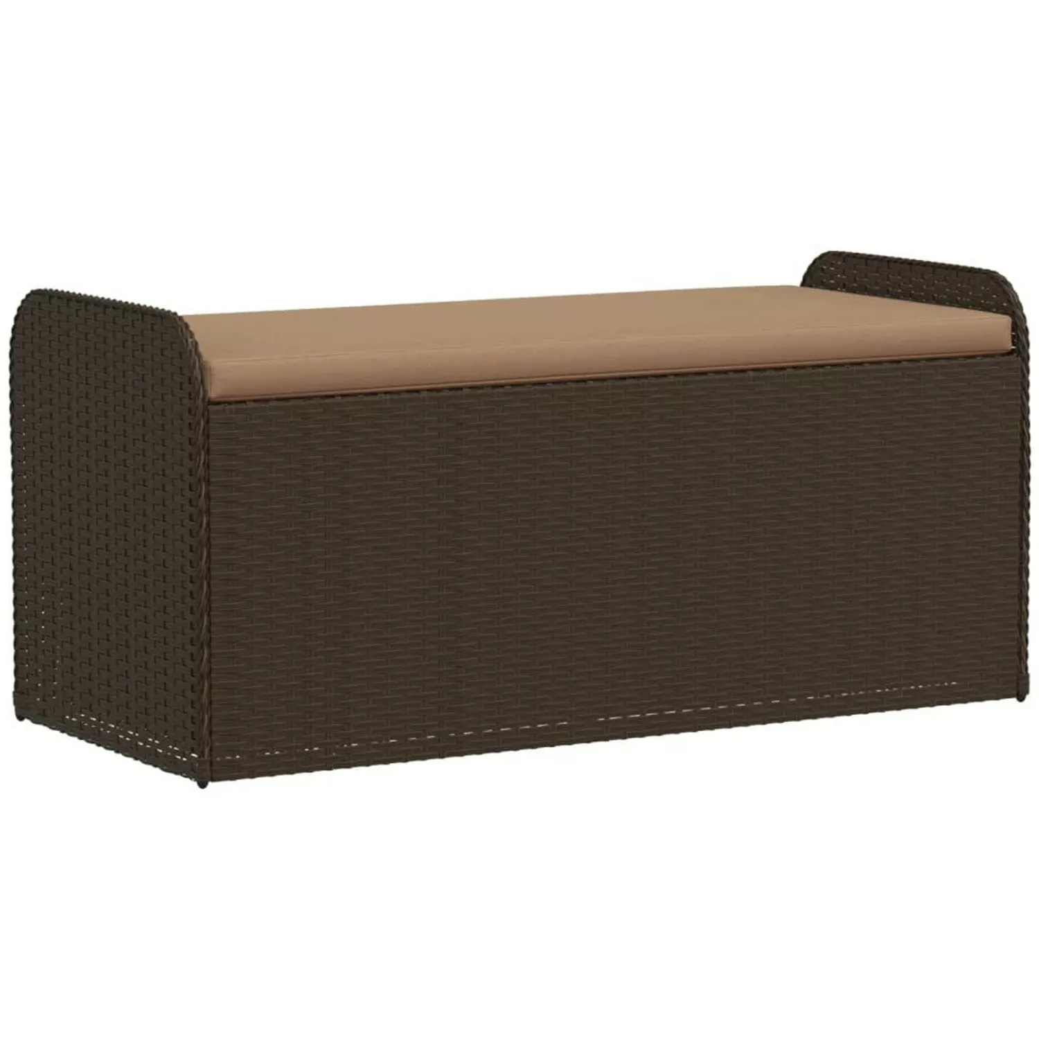 vidaXL Sitzbank mit Stauraum & Kissen Braun 115x51x52 cm Poly Rattan günstig online kaufen