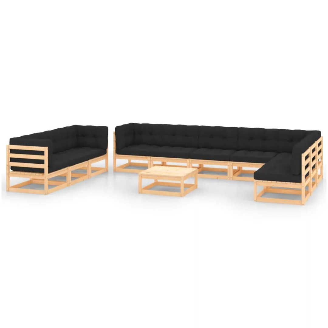 11-tlg. Garten-lounge-set Anthrazit-kissen Massivholz Kiefer günstig online kaufen