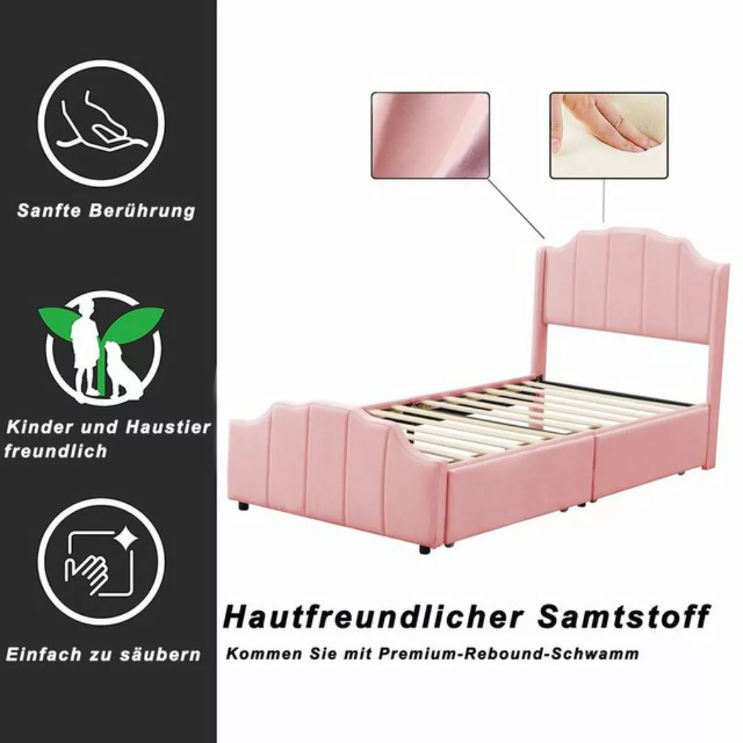 OKWISH Bett Polsterbett, Doppelbett Jugendbett Gästebett (Samt gepolstertes günstig online kaufen