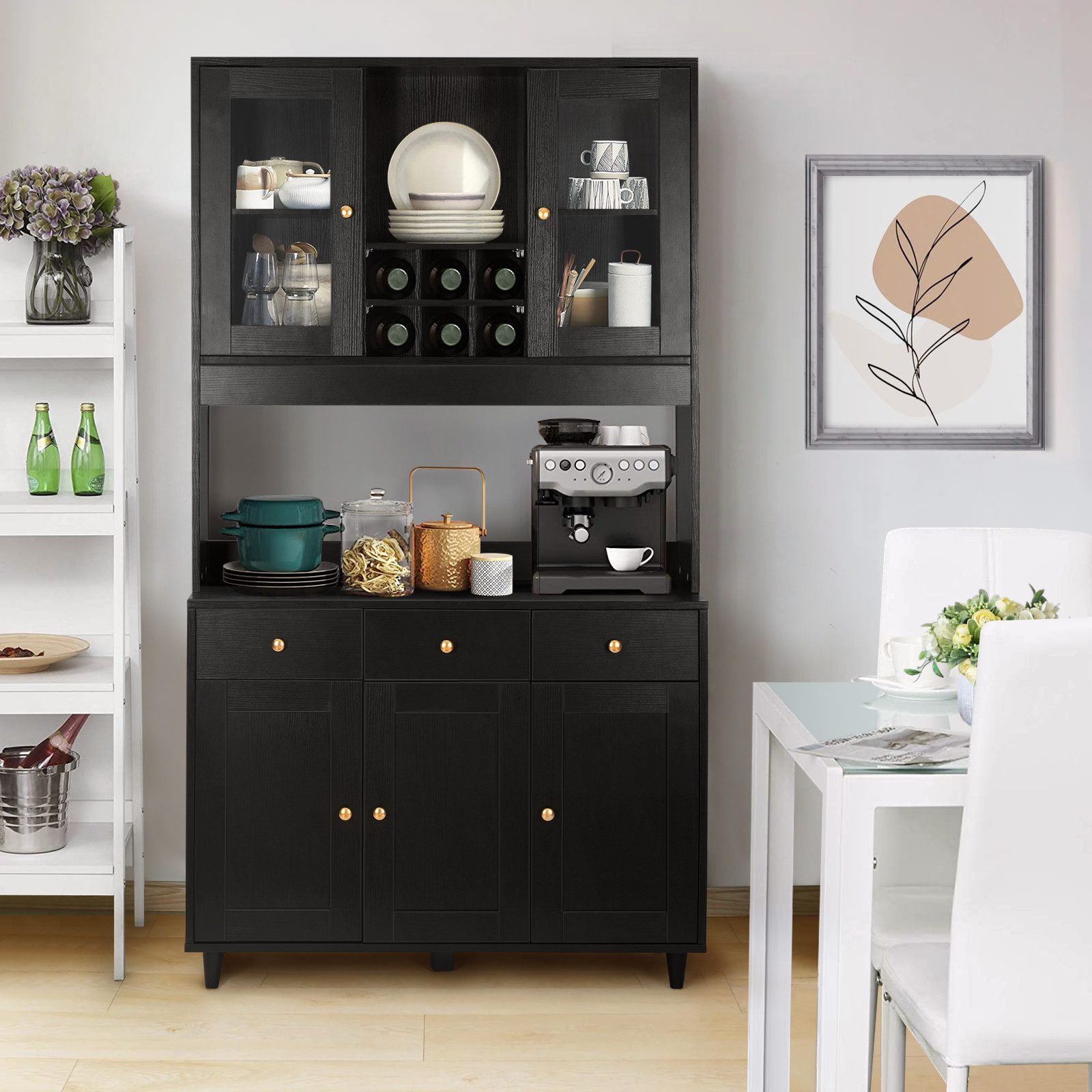 VOWNER Küchenbuffet Vitrine, Mehrzweckschrank, 5 Türen günstig online kaufen