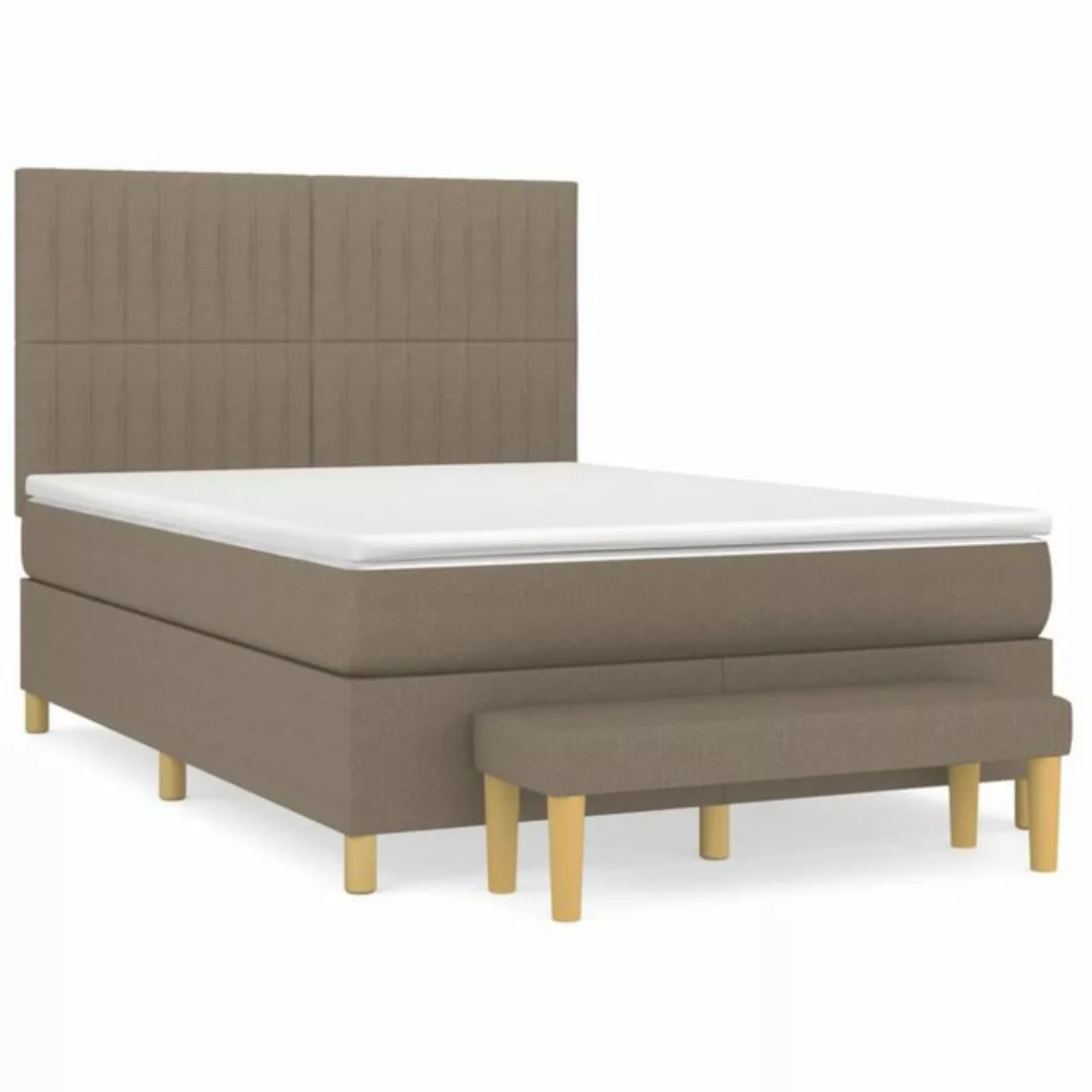 vidaXL Boxspringbett Boxspringbett mit Matratze und Fusshocker Stoff (140 x günstig online kaufen