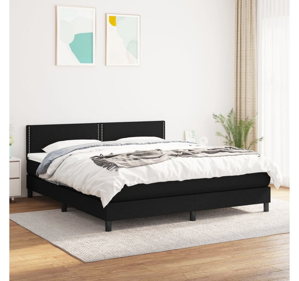 vidaXL Boxspringbett Boxspringbett mit Matratze Schwarz 160x200 cm Stoff Be günstig online kaufen