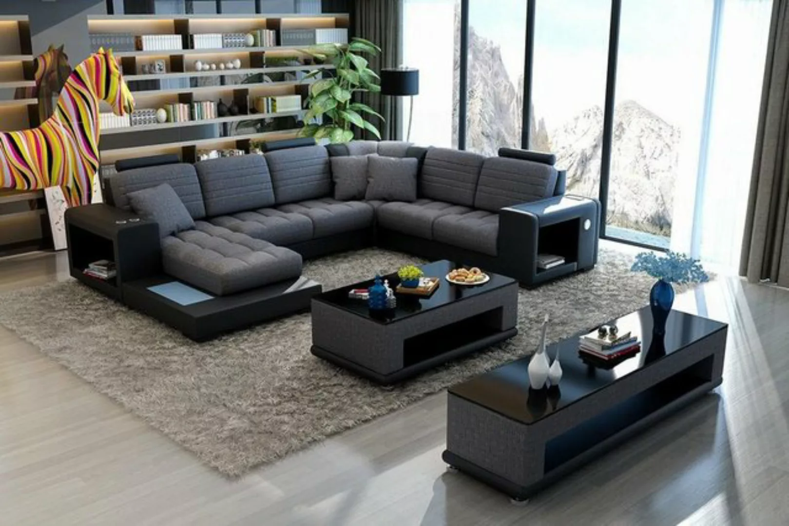 JVmoebel Ecksofa, Ecksofa U-Form Sofa Couch Design Couch Textil Modern Pols günstig online kaufen