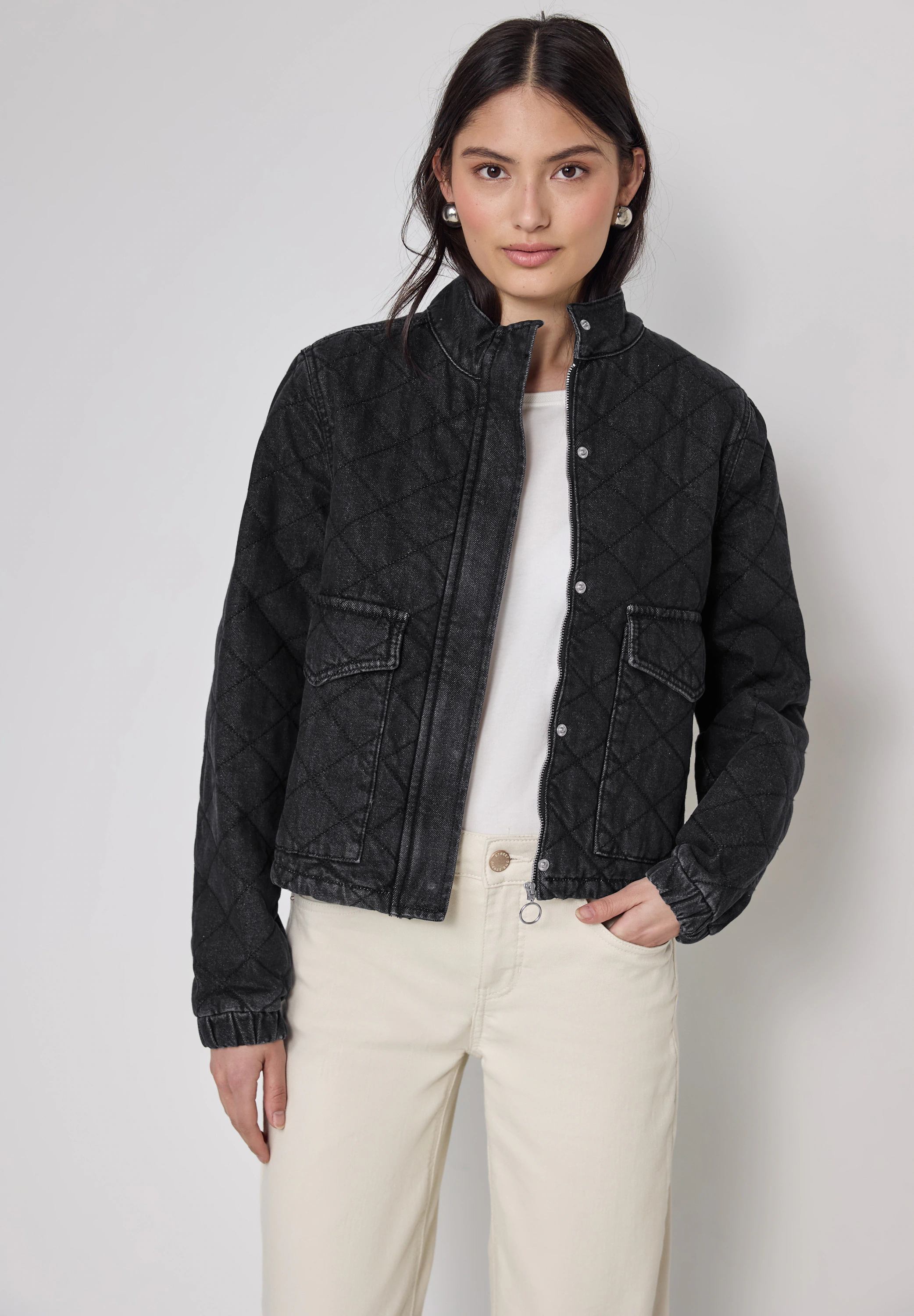 STREET ONE STUDIO Jeansjacke, ohne Kapuze, mit Stehkragen günstig online kaufen
