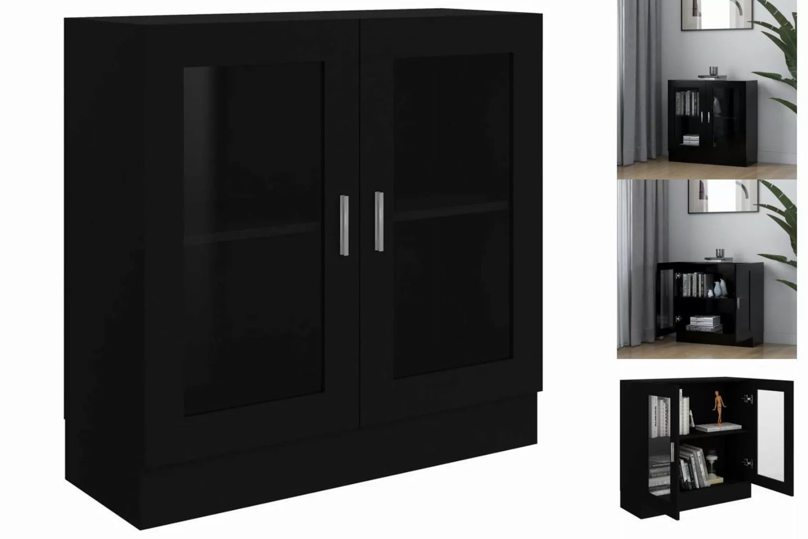 vidaXL Vitrine Bücherschrank Vitrinenschrank Vitrine Schwarz 82,5x30,5x80 c günstig online kaufen