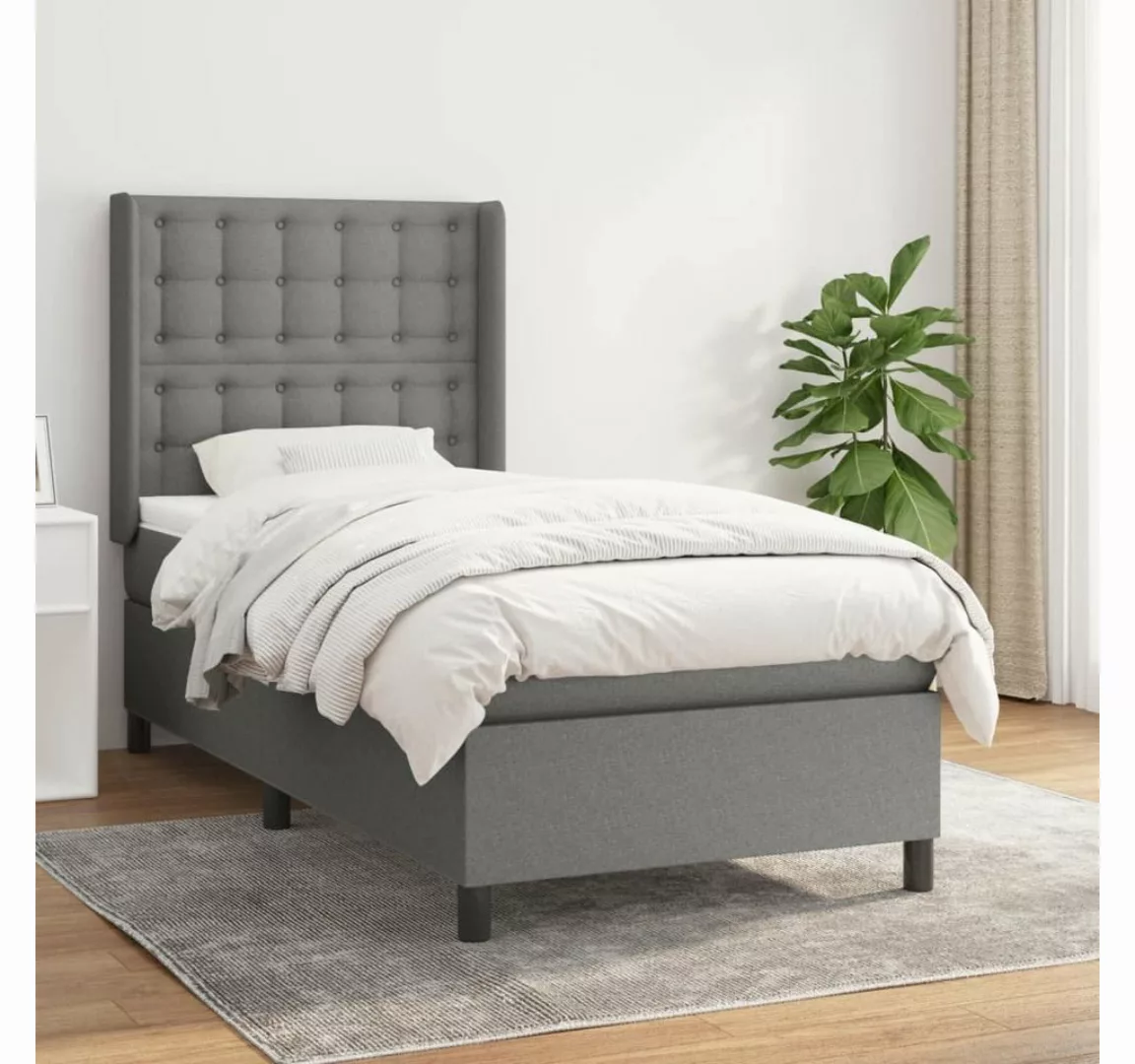 furnicato Bett Boxspringbett mit Matratze Dunkelgrau 80x200 cm Stoff günstig online kaufen