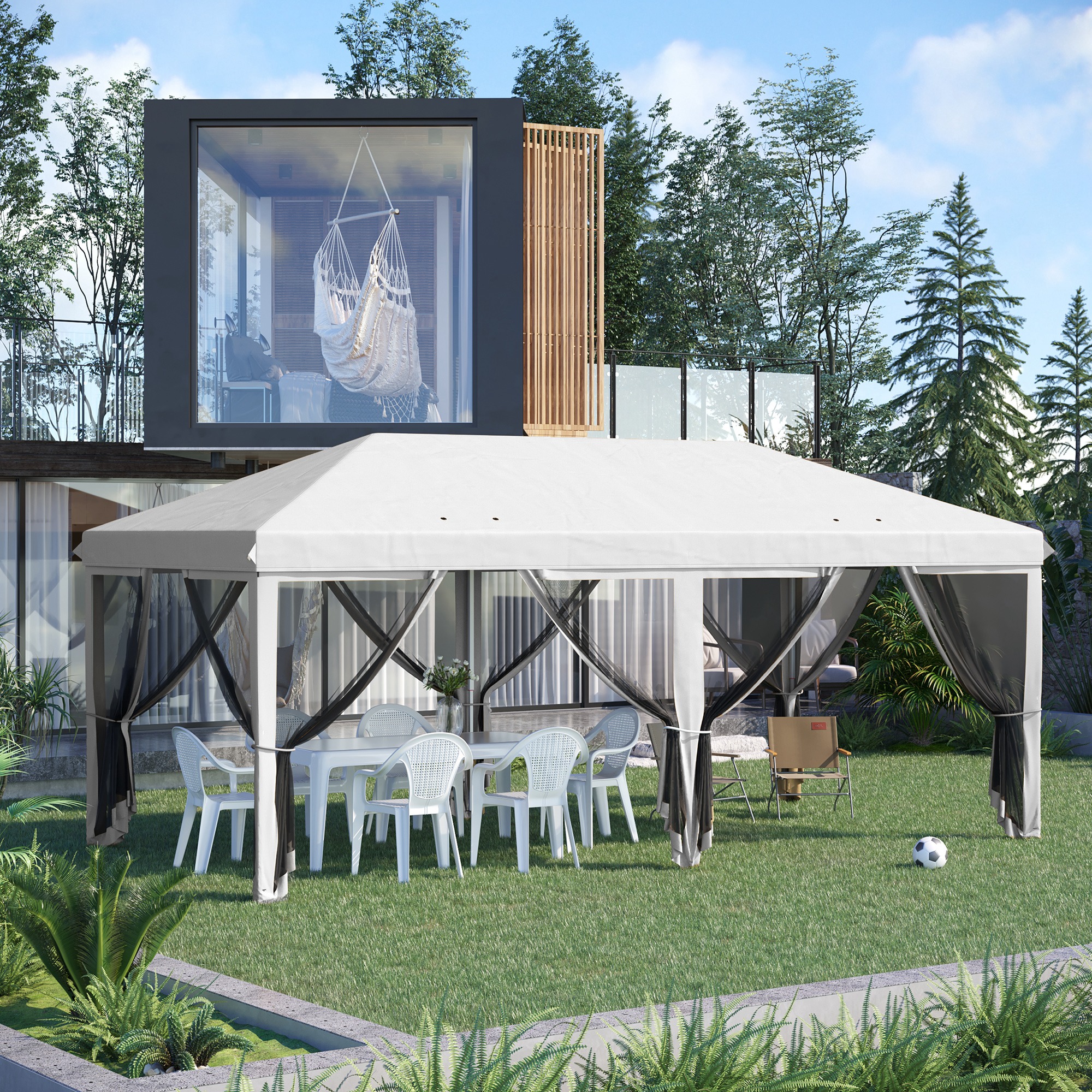 Outsunny Gartenpavillon-Pavillon Faltbarer Pop-up Terrassenpavillon 6 x 3 m günstig online kaufen