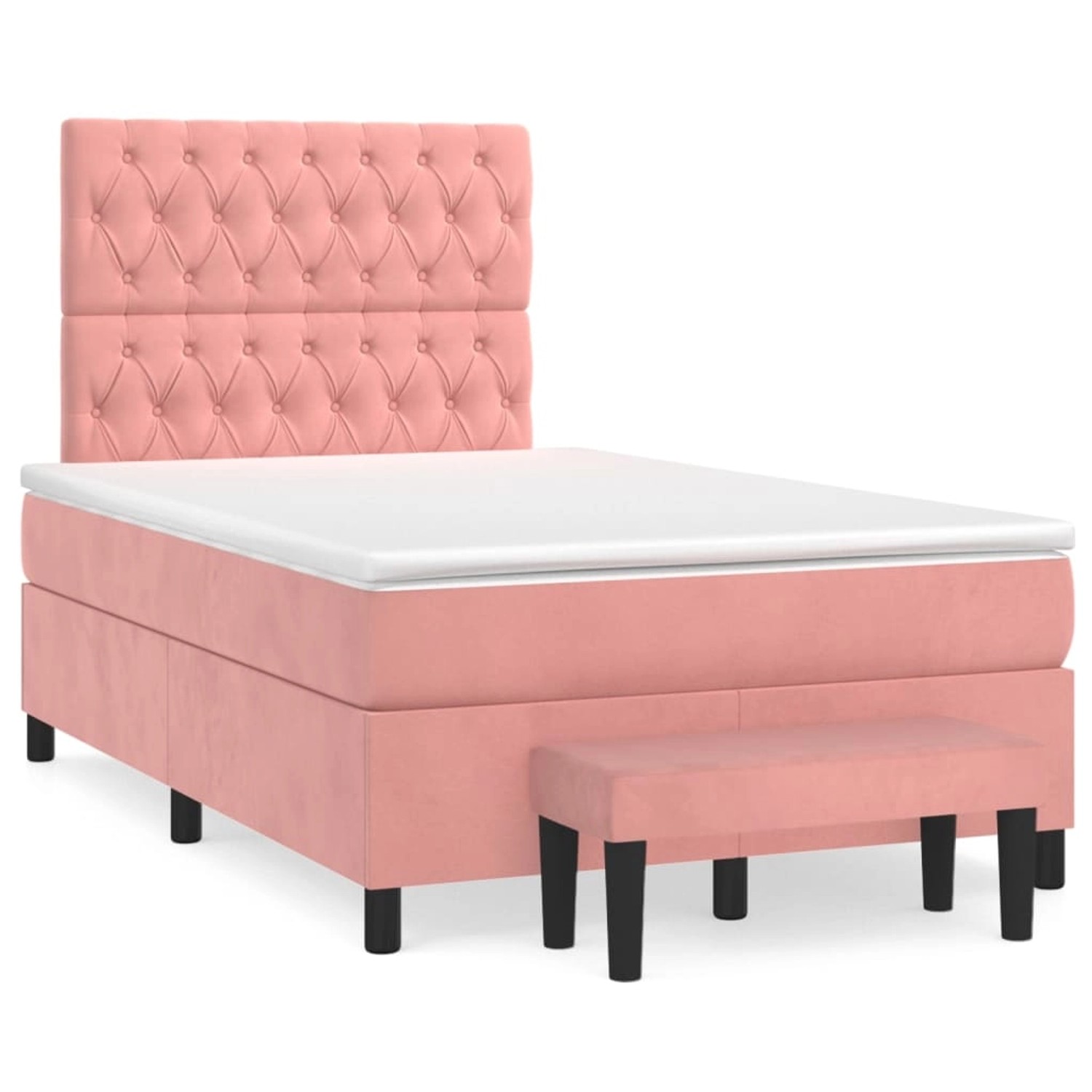 vidaXL Boxspringbett Boxspringbett mit Matratze Rosa 120x200 cm Samt Bett B günstig online kaufen