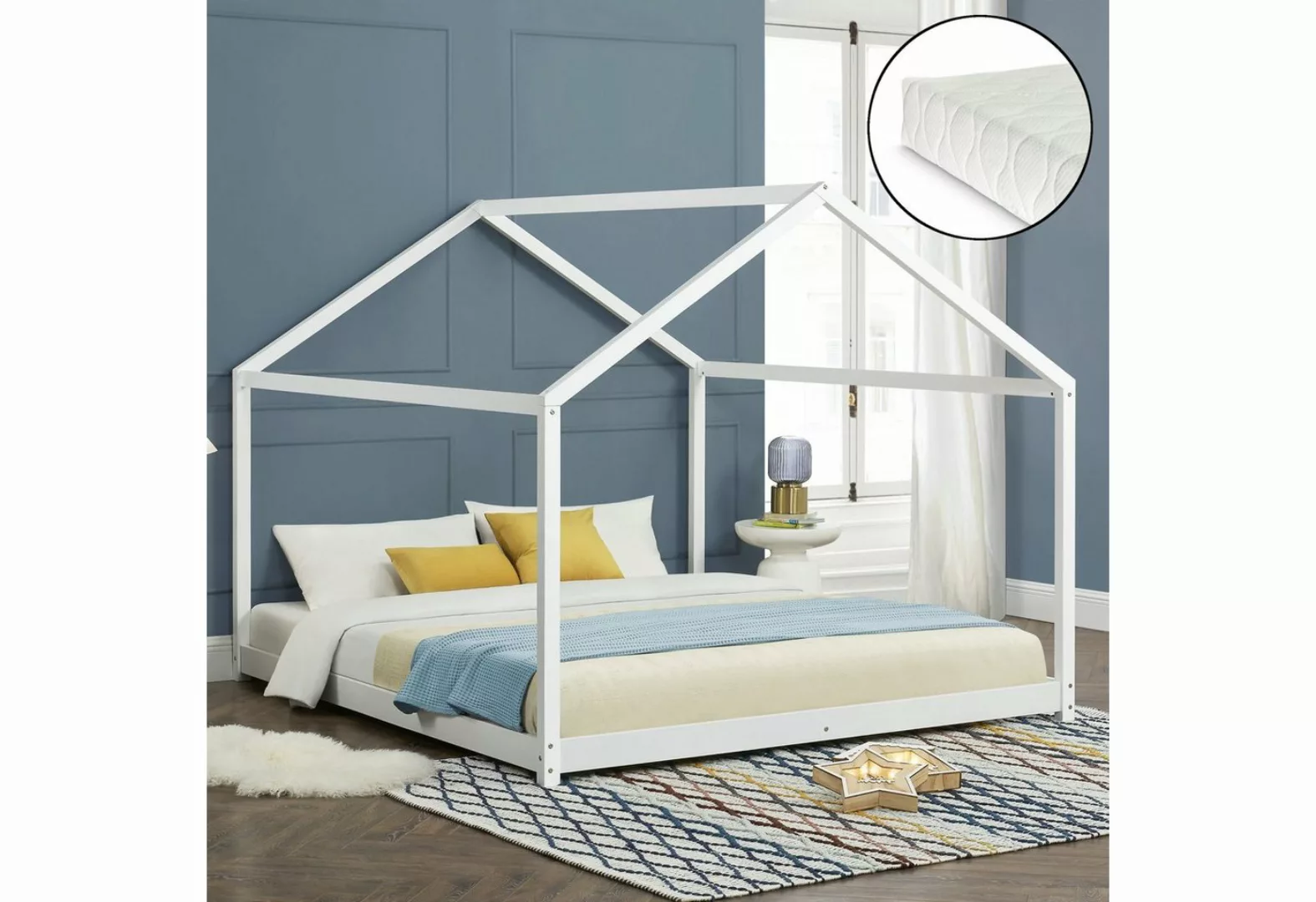 en.casa Kinderbett (Bett und Matratzen), »Cerro« mit Matratze 160x200 cm We günstig online kaufen