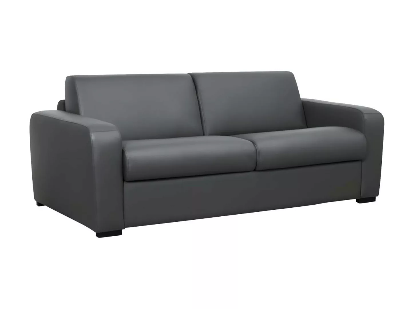 Schlafsofa mit Matratze 3-Sitzer - Matratze 14 cm - Leder - Grau - BEVIS günstig online kaufen