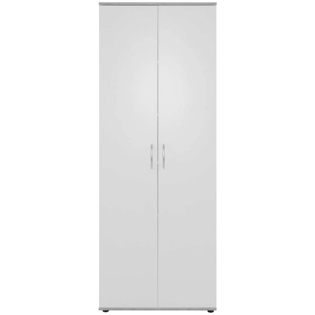 Mehrzweckschrank Andy 3 Beton Optik weiß B/H/T: ca. 70x187x34 cm günstig online kaufen