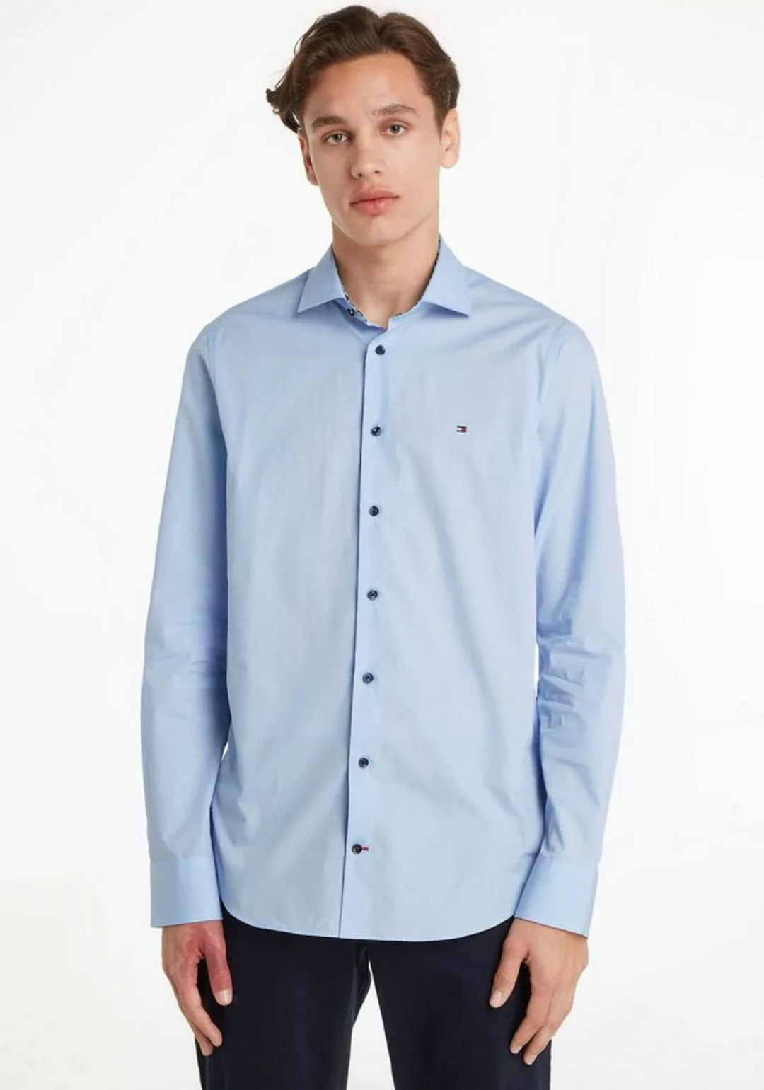 Tommy Hilfiger TAILORED Langarmhemd CL SOLID POPLIN SF SHIRT mit floralem M günstig online kaufen