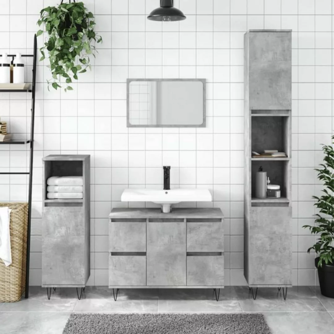vidaXL Badezimmerspiegelschrank Badschrank Betongrau 80x33x60 cm Holzwerkst günstig online kaufen