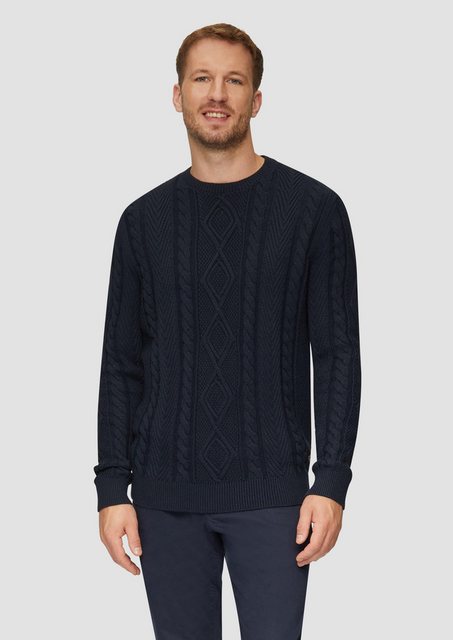 s.Oliver Strickpullover Strickpullover mit Zopfmuster Rippblende günstig online kaufen