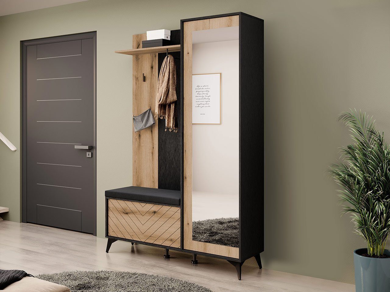 Compleo Garderoben-Set mit Bügelhalter und Spiegel günstig online kaufen