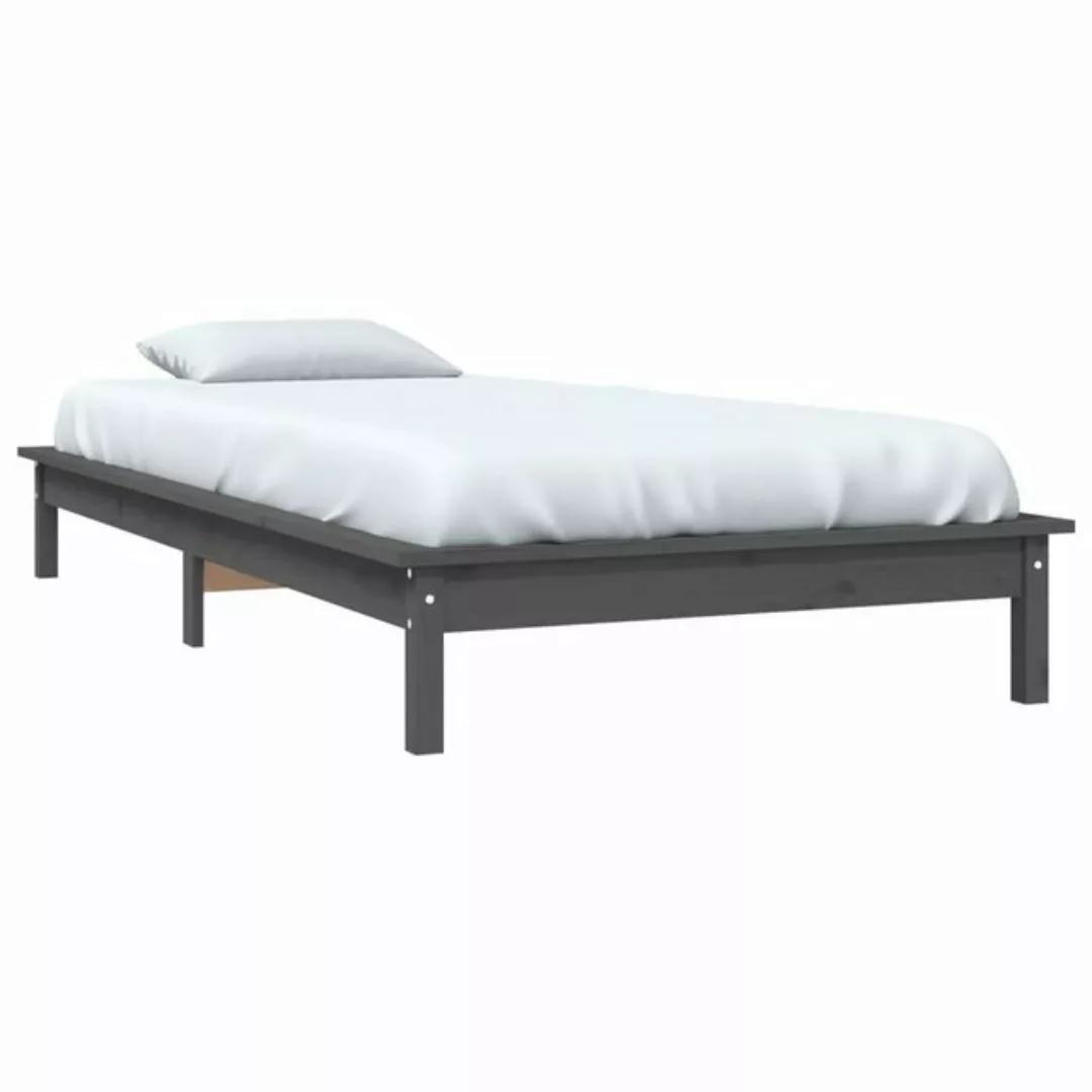 vidaXL Bett Massivholzbett Grau 90x200 cm Kiefer günstig online kaufen