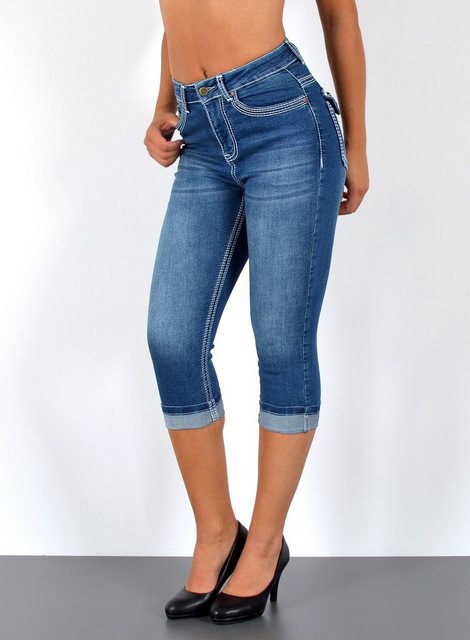 ESRA Caprijeans J563 Damen High Waist Capri Jeans mit dicker Naht, bis Über günstig online kaufen