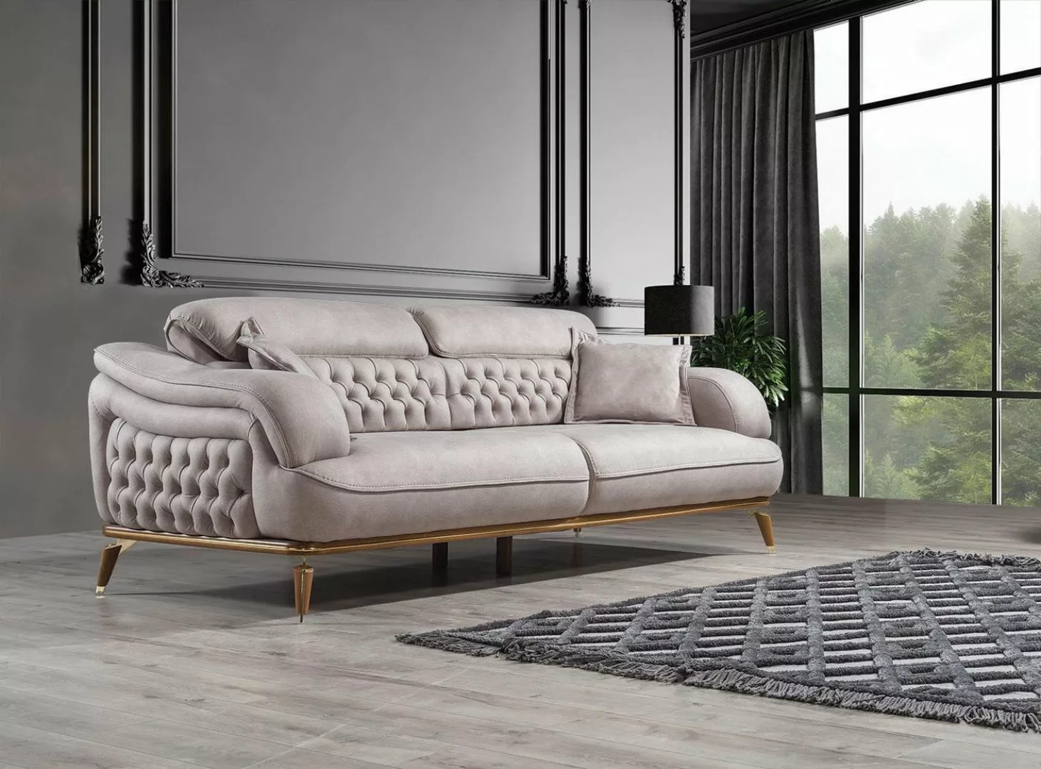 Xlmoebel Sofa Neues Designer-Möbel - Luxuriöses weißes 3-Sitzer-Sofa, Herge günstig online kaufen