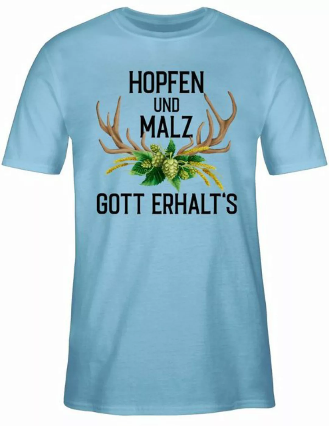 Shirtracer T-Shirt Hopfen und Malz Gott erhalt's - mit Geweih & Weizen Mode günstig online kaufen