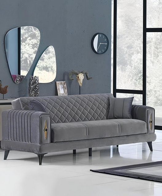 JVmoebel 3-Sitzer Modern Grau Dreisitzer Sofa Couch Polstermöbel Textil Des günstig online kaufen