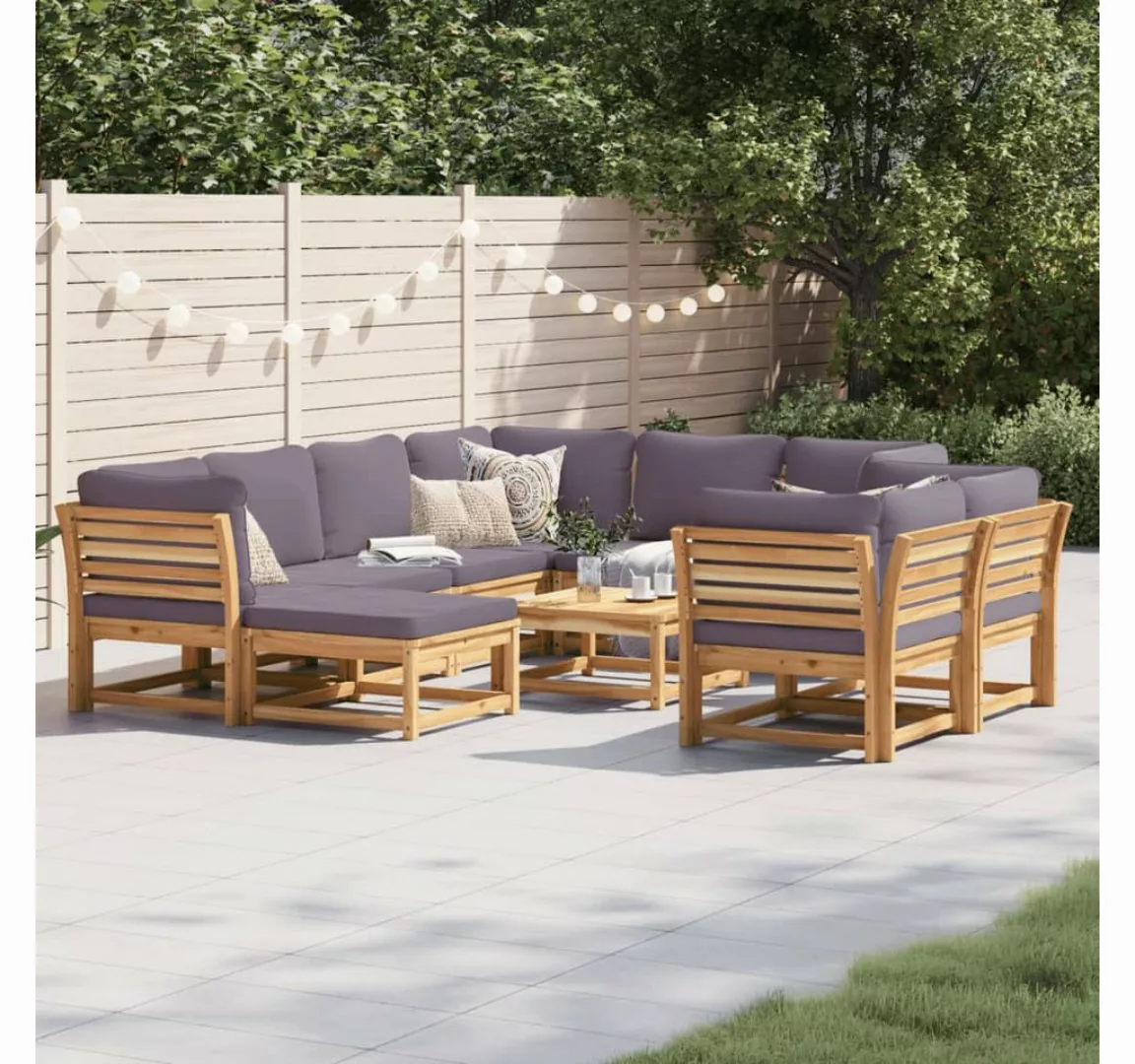 vidaXL Loungesofa 10-tlg. Garten-Lounge-Set mit Kissen Massivholz Akazie, 1 günstig online kaufen