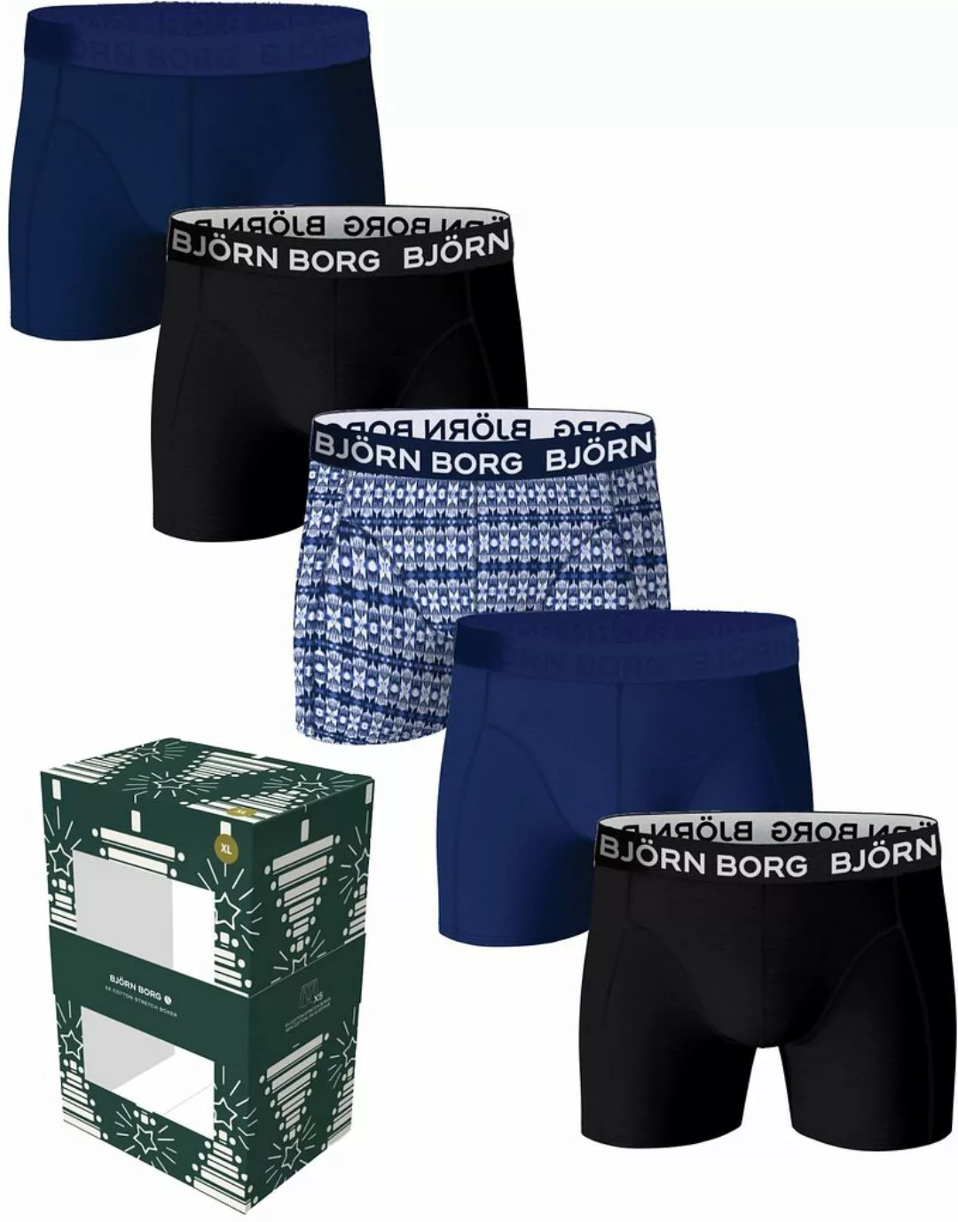 Bjorn Borg Boxers Cotton Stretch 5-Pack Blau - Größe L günstig online kaufen