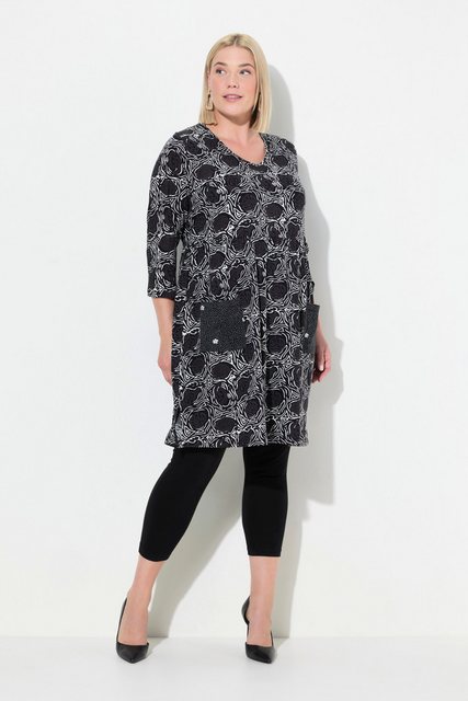 Ulla Popken Longshirt Longshirt A-Linie Blumendruck 3/4-Ärmel günstig online kaufen