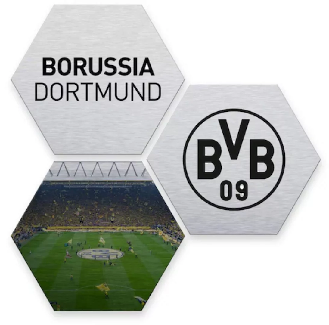Wall-Art Mehrteilige Bilder "Silber BVB Borussia Dortmund", Schriftzug, (Se günstig online kaufen