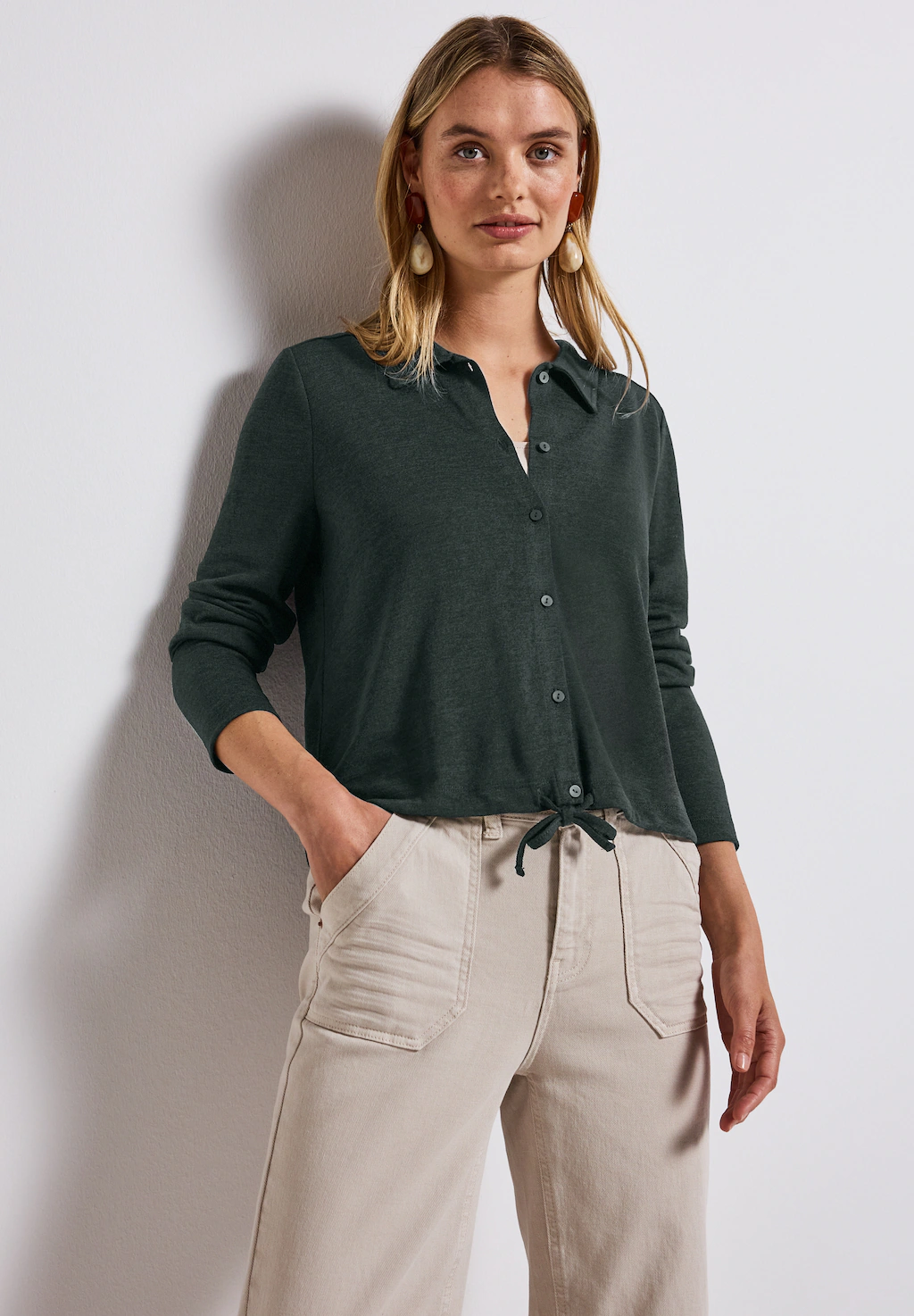 STREET ONE Strickjacke, mit Hemdkragen und Knopfleiste günstig online kaufen