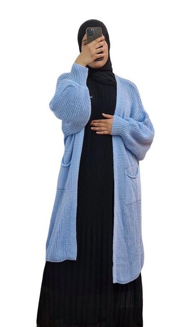 HELLO MISS Longstrickjacke Modisch Maxi Strickjacke mit aufgesetzten Tasche günstig online kaufen