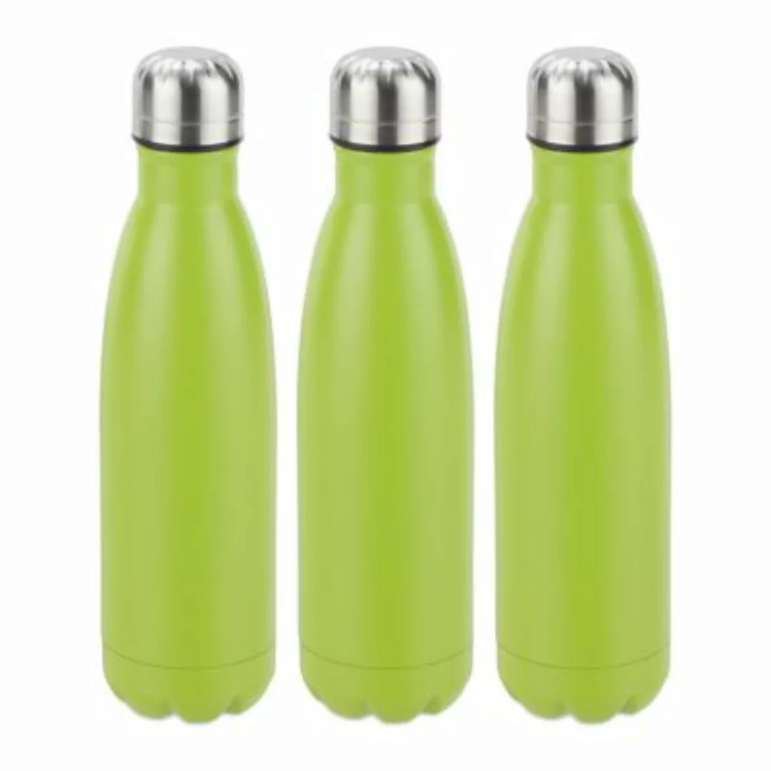 relaxdays 3 x Trinkflasche Edelstahl grün günstig online kaufen